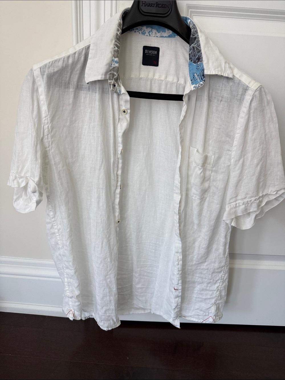 Benson Linen White Linen Short Sleeve Button-Down Shirt
